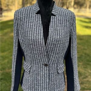 St. John Navy and White Tweed Blazer- EUC